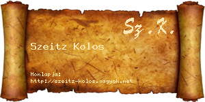 Szeitz Kolos névjegykártya